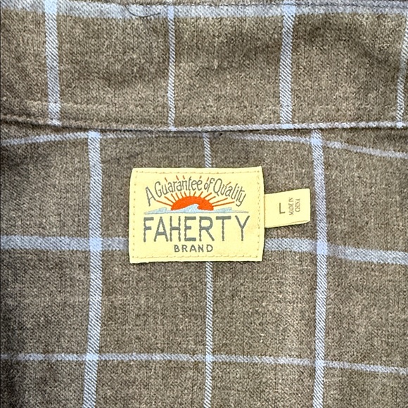 Faherty Men's Charcoal and Blue Windowpane Long Sleeve Button Shirt Size L - Picture 4 of 8